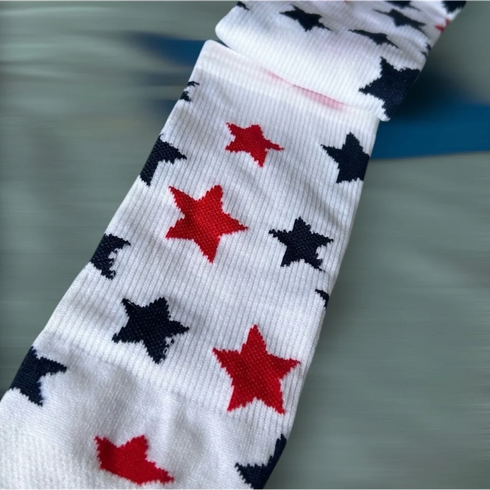 Brooks White Socks with Stars Accents